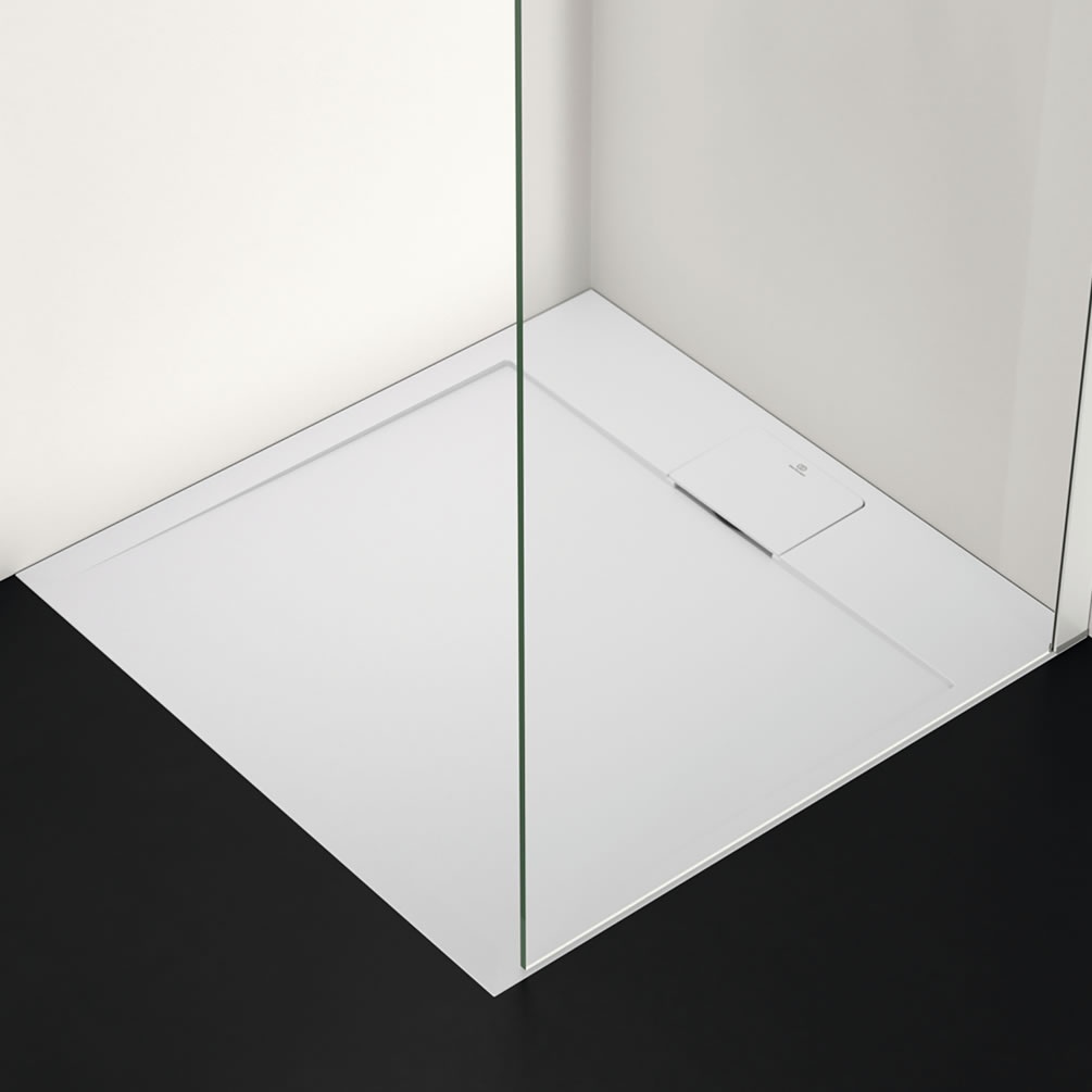 Lifestyle image of Ideal Standard i.life Ultra Flat S Pure White 800mm Stone Resin Shower Tray